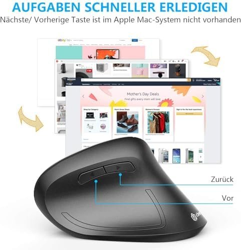 Mouse ergonomic vertical wireless iClever, 6 butoane, DPI reglabil 1000/1600/2000/2400, mouse optic 2.4G confortabil pentru laptop, PC, Mac și Windows - imagine 4