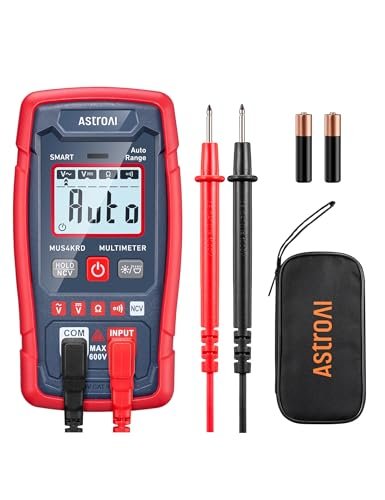 Multimetru digital AstroAI MUS4KRD 4000 Counts cu Auto Range, NCV și tester tensiune AC/DC pentru măsurare voltaj, rezistență și continuitate