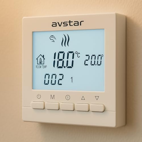 Termostat programabil AVStar pentru centrală pe gaz, display LCD iluminat, alimentare pe baterii