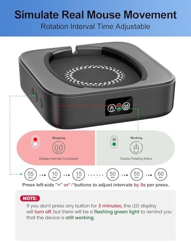 Mouse Mover mecanic Meatanty, dispozitiv automat pentru mișcarea mouse-ului, super silențios, interval reglabil, menține PC-ul activ pentru birou și remote work - imagine 3