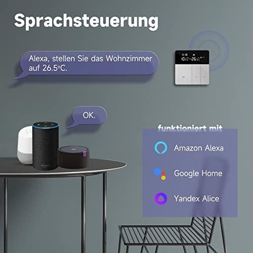 Termostat inteligent WiFi Beok pentru centrală pe gaz, programabil, compatibil Smart Life / Alexa / Google Home - imagine 2
