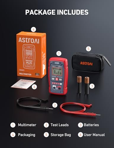Multimetru digital AstroAI MUS4KRD 4000 Counts cu Auto Range, NCV și tester tensiune AC/DC pentru măsurare voltaj, rezistență și continuitate - imagine 8