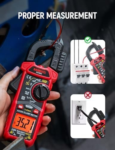 Clește Ampermetric Digital KAIWEETS KC604 AC/DC, True RMS 400A, Multimetru cu Temperatură, NCV, LowZ, LPF, Lanternă și Ecran Iluminat - imagine 6