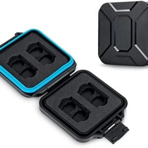 Cutie portabilă JJC pentru carduri de memorie, 12 sloturi – 4× CFexpress Type A + 8× MicroSD, rezistentă la apă și șocuri