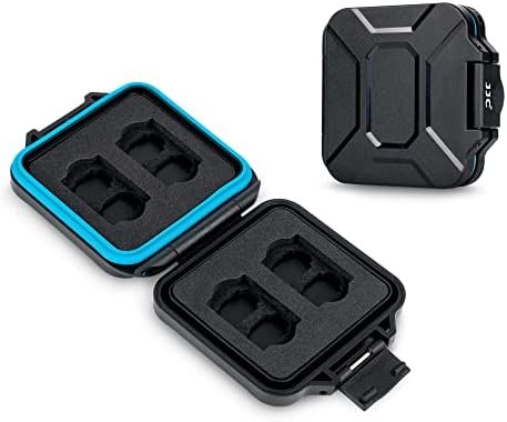 Cutie portabilă JJC pentru carduri de memorie, 12 sloturi – 4× CFexpress Type A + 8× MicroSD, rezistentă la apă și șocuri