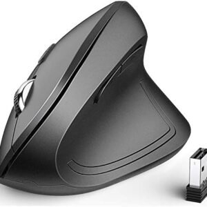 Mouse ergonomic vertical wireless iClever, 6 butoane, DPI reglabil 1000/1600/2000/2400, mouse optic 2.4G confortabil pentru laptop, PC, Mac și Windows