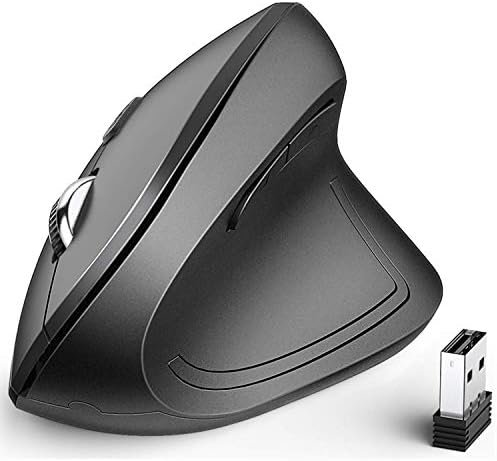 Mouse ergonomic vertical wireless iClever, 6 butoane, DPI reglabil 1000/1600/2000/2400, mouse optic 2.4G confortabil pentru laptop, PC, Mac și Windows