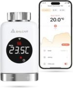 Termostat Inteligent pentru Calorifer SALCAR TRV801W WiFi, Smart Radiator Thermostat cu LCD, Compatibil Alexa & Google Home, Tuya, Fără Hub