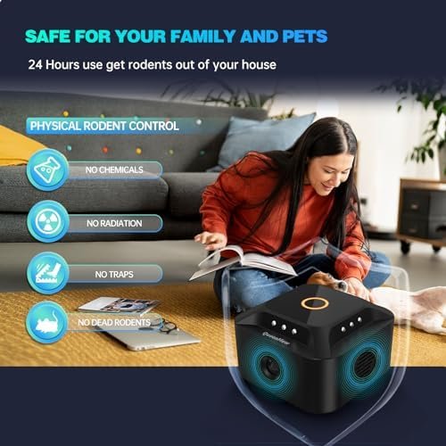 Aparat cu ultrasunete anti-șoareci și șobolani 360°, frecvență reglabilă, cu lumină LED stroboscopică, repelent rozătoare pentru priză – interior - imagine 5