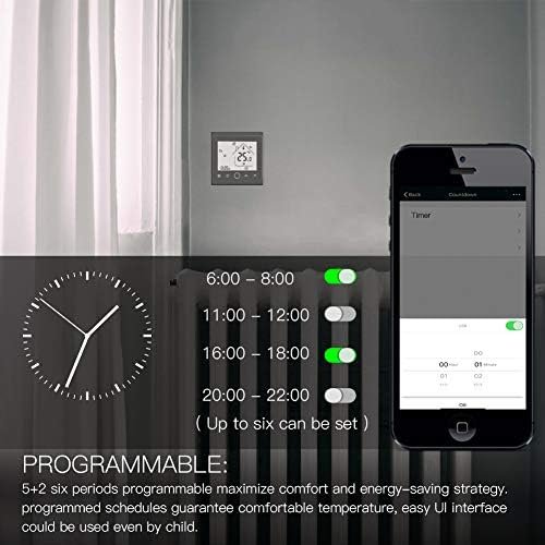 Termostat inteligent WiFi MOES pentru încălzire pe apă/gaz, control prin aplicație Tuya Smart Life, programabil, compatibil Alexa & Google Home - imagine 8