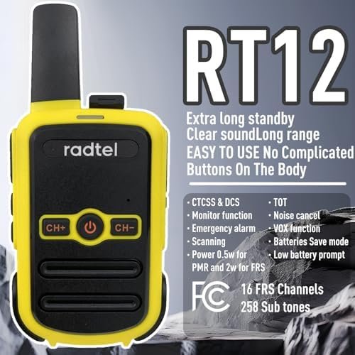 Set 2 walkie-talkie Radtel RT12 reîncărcabile USB, stații radio FRS cu rază lungă, 16 canale, funcție VOX handsfree, pentru camping și drumeții - imagine 2