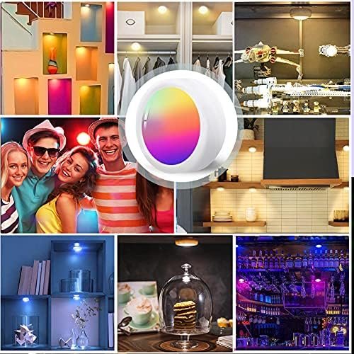 Set 3 spoturi LED RGB HiDure pentru dulap și mobilier, lumini tip Puck Light cu atingere (Tap Light), iluminare multicoloră pentru cabinet, dressing și closet – Crem - imagine 6