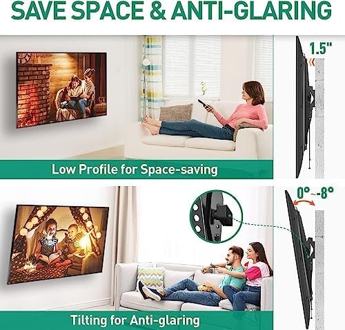 Suport TV de perete înclinat ELIVED pentru televizoare 26–55”, ultra slim, montaj ușor cu reglare înclinare, VESA 400x400 mm, max. 45 kg - imagine 4