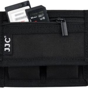 Husă / pouch JJC pentru baterii și accesorii foto, geantă compactă de depozitare cu fermoar – negru