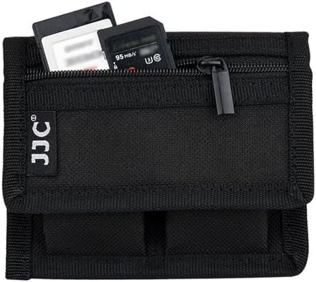 Husă / pouch JJC pentru baterii și accesorii foto, geantă compactă de depozitare cu fermoar – negru