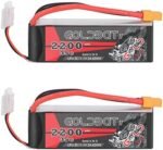 Set 2 baterii LiPo GOLDBAT 3S 2200mAh 11.1V 35C cu XT60 pentru avion RC, dronă FPV și elicopter