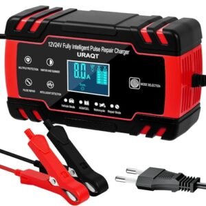 Încărcător Inteligent Baterie Auto URAQT 8A 12V/24V cu Funcție Repair, LCD Digital, pentru Mașină, Moto și AGM/GEL