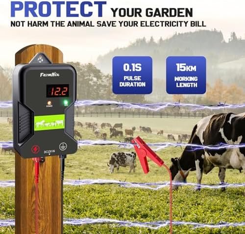 Generator electric pentru gard electric 12KV, energizator 2 Jouli cu LED indicator, rază până la 15 km, protecție animale sălbatice pentru ferme și grădini - imagine 6