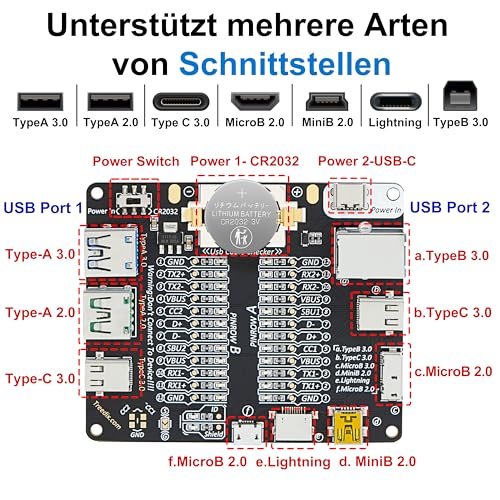 Tester cabluri USB Treedix, verificator USB-C / USB-A / Micro USB / Lightning, placă testare cabluri cu LED - imagine 3