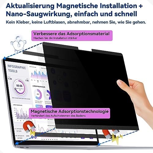 Filtru de confidențialitate magnetic Protescreen pentru Microsoft Surface Laptop 7 (13.8”), anti blue light & anti-glare - imagine 2
