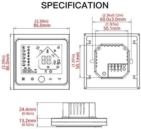 Termostat inteligent WiFi MOES pentru încălzire pe apă/gaz, control prin aplicație Tuya Smart Life, programabil, compatibil Alexa & Google Home - imagine 3