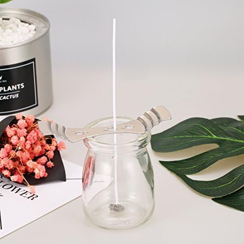 Fitiluri pentru lumânări DIY Hestya – Set 100 fitiluri ceruite preasamblate cu 100 autocolante dublu adezive și 1 suport metalic pentru centrare, 10 cm & 15 cm - imagine 4