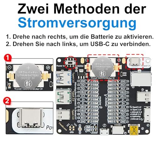 Tester cabluri USB Treedix, verificator USB-C / USB-A / Micro USB / Lightning, placă testare cabluri cu LED - imagine 5