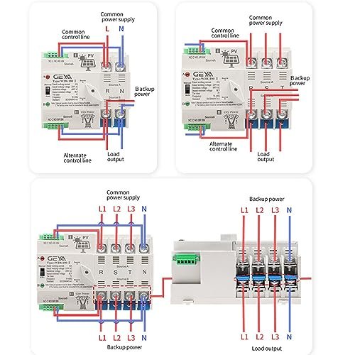 Comutator automat transfer GEYA ATS 2P 100A 220V AC pentru sistem solar / energie urbană (Automatic Transfer Switch) - imagine 6