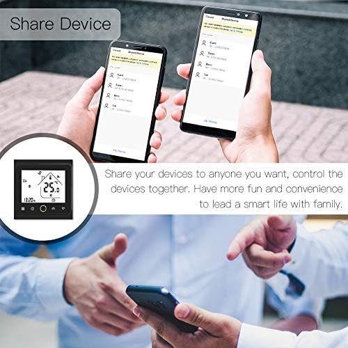 Termostat inteligent WiFi MOES pentru încălzire pe apă/gaz, control prin aplicație Tuya Smart Life, programabil, compatibil Alexa & Google Home - imagine 9
