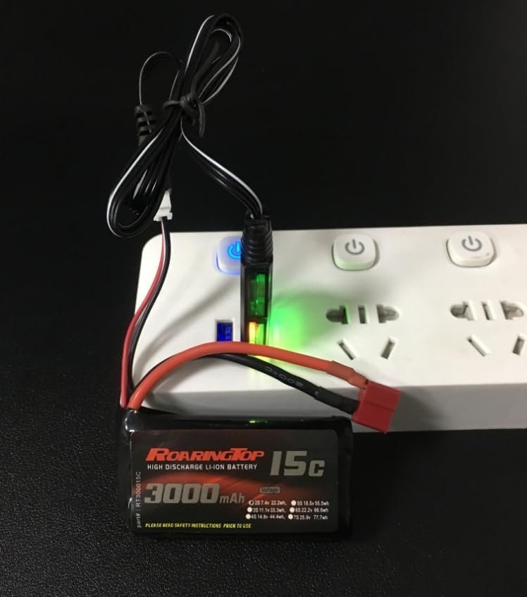 Baterie RC RoaringTop 7.4V 2S Li-ion 3000mAh cu T-Plug, acumulator reîncărcabil pentru mașini RC + 2 încărcătoare USB - imagine 6