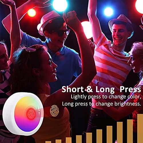 Set 3 spoturi LED RGB HiDure pentru dulap și mobilier, lumini tip Puck Light cu atingere (Tap Light), iluminare multicoloră pentru cabinet, dressing și closet – Crem - imagine 4