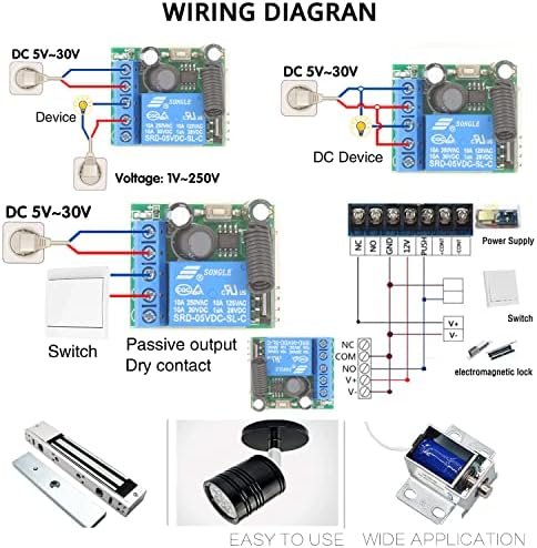 Releu wireless DieseRC 433MHz DC12V, 1 canal, cu 5 telecomenzi RF, contact fără potențial (dry contact) - imagine 6