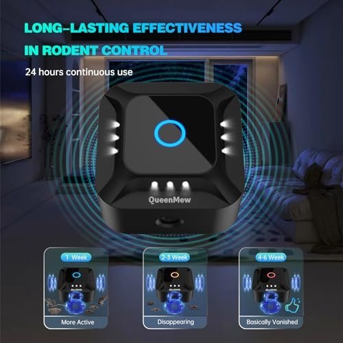 Aparat cu ultrasunete anti-șoareci și șobolani 360°, frecvență reglabilă, cu lumină LED stroboscopică, repelent rozătoare pentru priză – interior - imagine 4