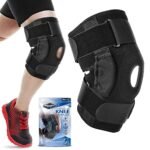 Orteză stabilizatoare pentru genunchi Dynamic Gear cu rotulă deschisă, balamale duble din aluminiu, suport compresiv ajustabil din neopren pentru ACL, menisc, entorse și dureri de genunchi