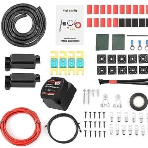 Kit Releu Separator Baterie 12V 140A Automat, VSR Dual Battery Isolator cu 2 Cabluri de 5m pentru Mașină, Camper, Barcă, 4x4 și Rulotă