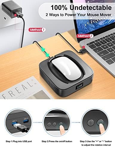 Mouse Mover mecanic Meatanty, dispozitiv automat pentru mișcarea mouse-ului, super silențios, interval reglabil, menține PC-ul activ pentru birou și remote work - imagine 7