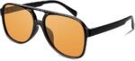 Ochelari de soare retro pilot polarizați unisex, stil vintage anii ’70, ramă pătrată cu punte dublă, protecție UV400 – GQUEEN