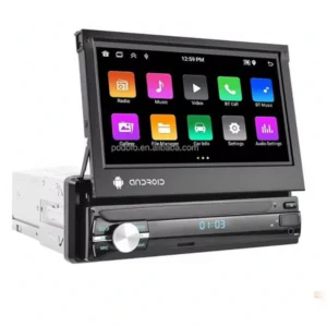 Radio auto Android 1 DIN cu ecran retractabil 7”, Wireless CarPlay & Android Auto, GPS, WiFi, Bluetooth, FM/RDS, Mirror Link și control volan