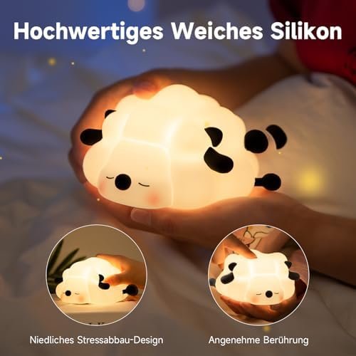 Lumină de Veghe din Silicon pentru Copii – Lampă de Noapte Oiță Kawaii, USB Reîncărcabilă, 1200mAh, 3 Niveluri Luminozitate, Timer 30 Min - imagine 6