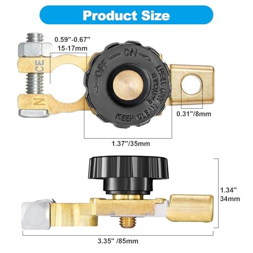Set 2 Întrerupătoare Separator Baterie 12V/24V 125A – Comutator Rotativ pentru Borna Negativă, Auto, Camion, Barcă, Rulotă - imagine 3