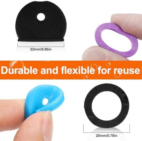 Set 72 Capace Colorate pentru Chei – 40 Rotunde și 32 Semicirculare, Organizator Chei din PVC Flexibil, 8 Culori - imagine 7