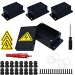 Set 4 Cutii de Derivație IP67 Waterproof, Cutie Electrică Etanșă ABS cu Presetupe, pentru Exterior și Interior, 130 × 68 × 50 mm, Negru