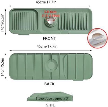 Covoraș din Silicon pentru Baterie Chiuvetă – Protecție Împotriva Stropilor și Scurgerii Apei, Tavă de Scurgere pentru Bucătărie și Baie, Verde - imagine 2