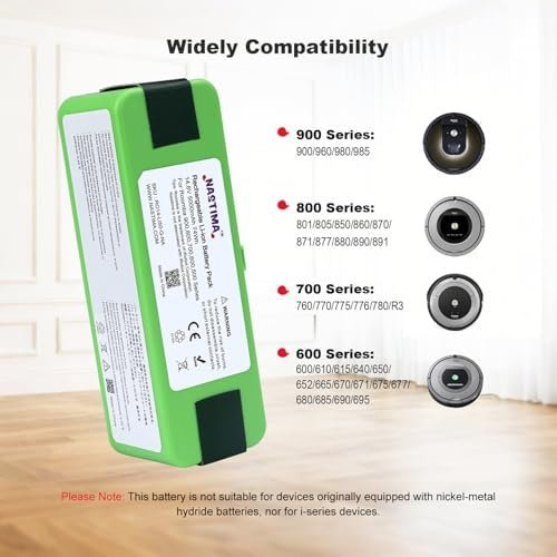 Baterie Li-Ion 14.8V 5000mAh Compatibilă iRobot Roomba Seria 600–900, Acumulator Upgrade pentru Roomba 985, 960, 895, 890, 880, 675, 650 - imagine 2