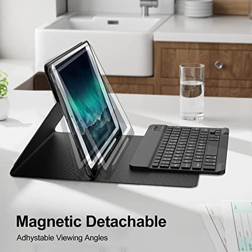 Husă cu Tastatură Bluetooth și Trackpad pentru iPad 10.2” (Gen 7/8/9) / iPad Air 3 / iPad Pro 10.5” – Tastatură Magnetică Detasabilă QWERTZ, Negru - imagine 6