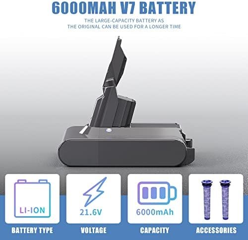 Baterie Compatibilă Dyson V7 6000mAh 21.6V cu 2 Filtre Incluse, pentru V7 Animal / Motorhead / Fluffy / Trigger / SV11 - imagine 2