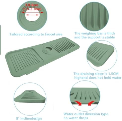Covoraș din Silicon pentru Baterie Chiuvetă – Protecție Împotriva Stropilor și Scurgerii Apei, Tavă de Scurgere pentru Bucătărie și Baie, Verde - imagine 3