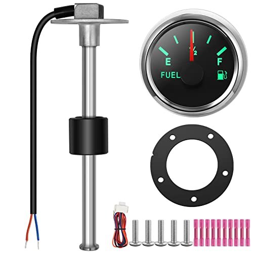 Indicator Nivel Combustibil și Apă cu Senzor Inox, 8 Culori Iluminare LED, pentru Barcă, Auto, Camper, Rezervor Combustibil/Apă