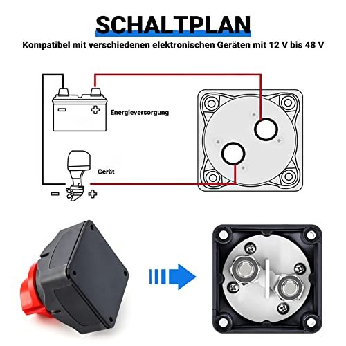 Întrerupător Principal Baterie CarBole 12V/24V/48V, 300A, Comutator Izolare Acumulator ON/OFF pentru Auto, Rulotă, Barcă, Camion și ATV - imagine 4