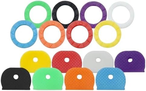 Set 72 Capace Colorate pentru Chei – 40 Rotunde și 32 Semicirculare, Organizator Chei din PVC Flexibil, 8 Culori - imagine 8
